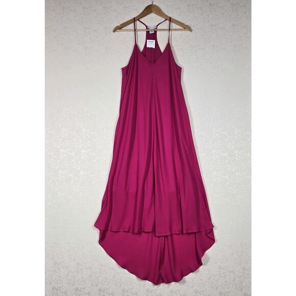 Adrienne Vittadini Maxi Slip Dress 8 Fuschia Pink V Neck Spaghetti Straps READ - Picture 13 of 13